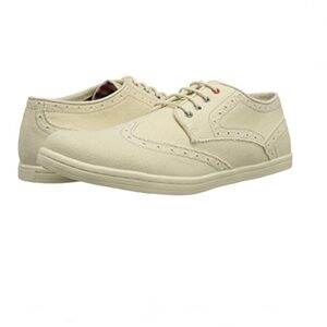 Ben Sherman Nick Canvas Wingtip‎ Men's Cream Casual Shoes Sz 9